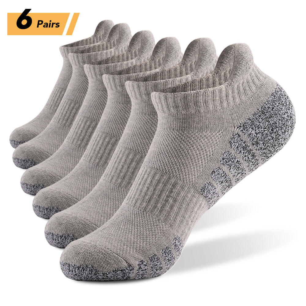 New Thick Towel Bottom Running Non-slip Cotton Socks - Light Grey / 6pairs