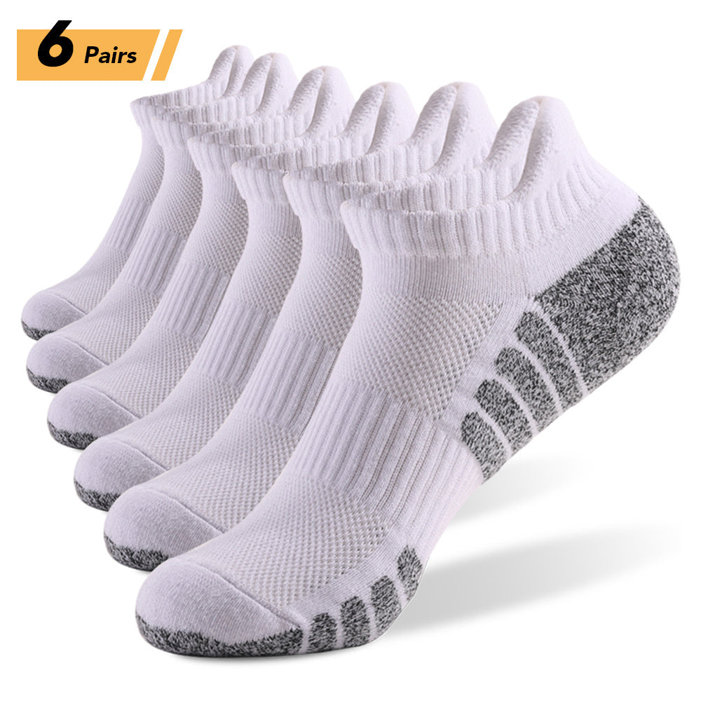 New Thick Towel Bottom Running Non-slip Cotton Socks - White / 6pairs