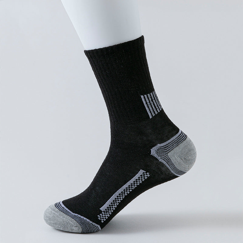 Stripe Sports Long Socks Sweat-absorbent Comfortable And Breathable - Black