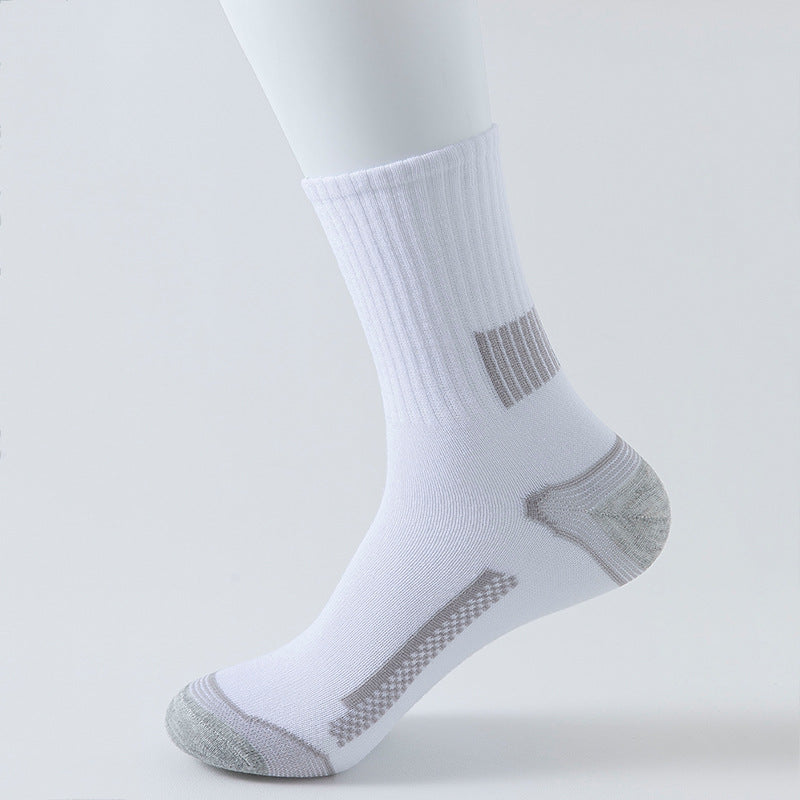 Stripe Sports Long Socks Sweat-absorbent Comfortable And Breathable - White