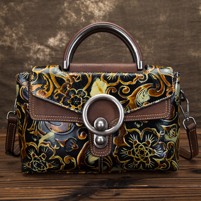 Embossed Leather Luxury Shoulder Strap Bag for High-End Fashion Online - Apricot