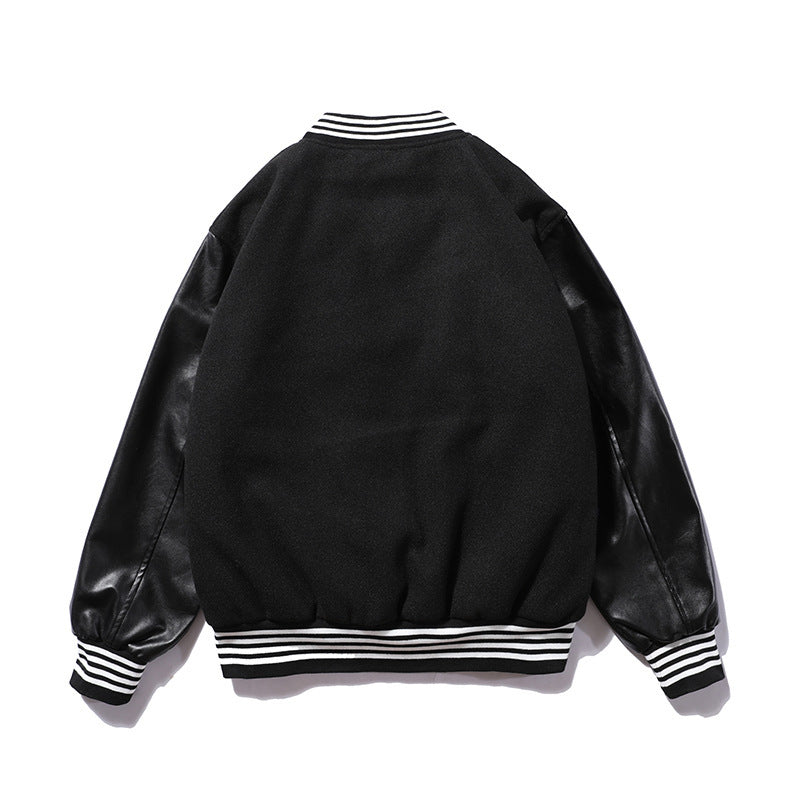 Embroidered Baseball Uniform Men’s Stand-Up Collar Quilted Jacket