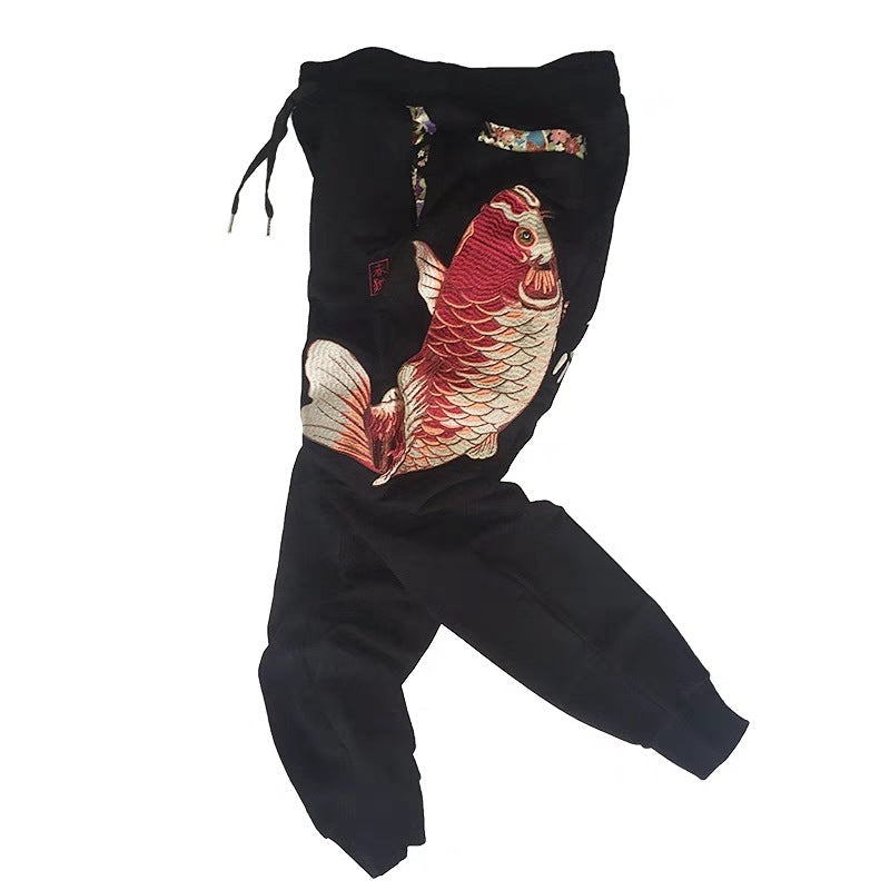 Men’s Sweatpants Style Embroidered Cotton Pants