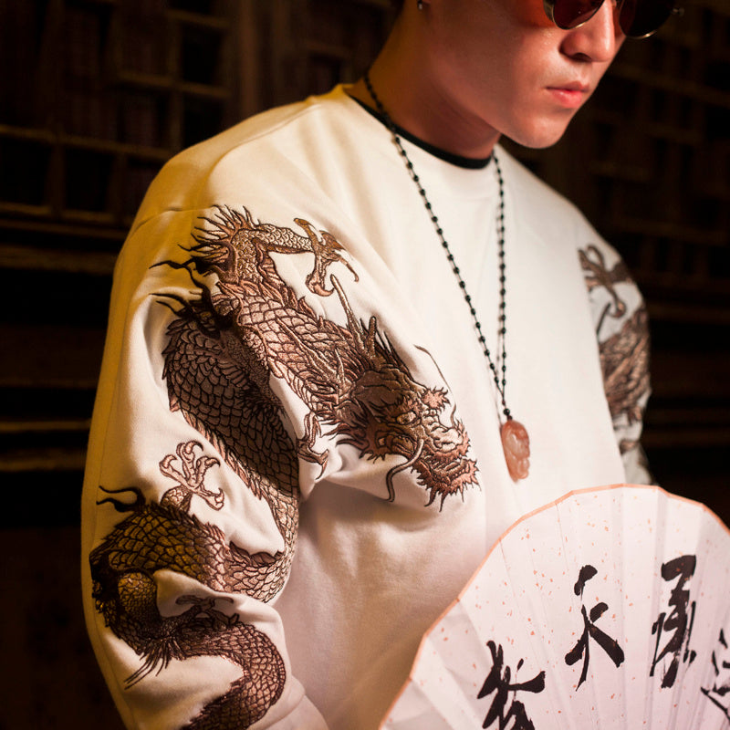 Men’s embroidered crew neck sweatshirt with double arms