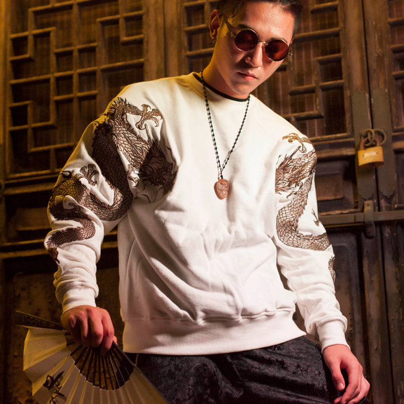 Men’s embroidered crew neck sweatshirt with double arms