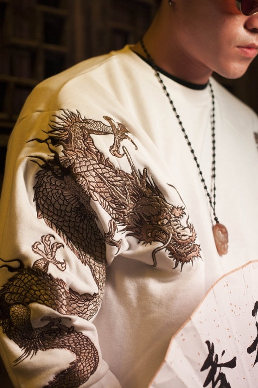 Men’s embroidered crew neck sweatshirt with double arms