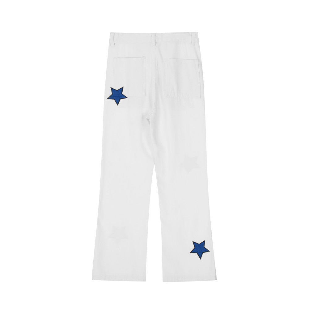 European And American Letter Patch Embroidery Denim Trousers Men