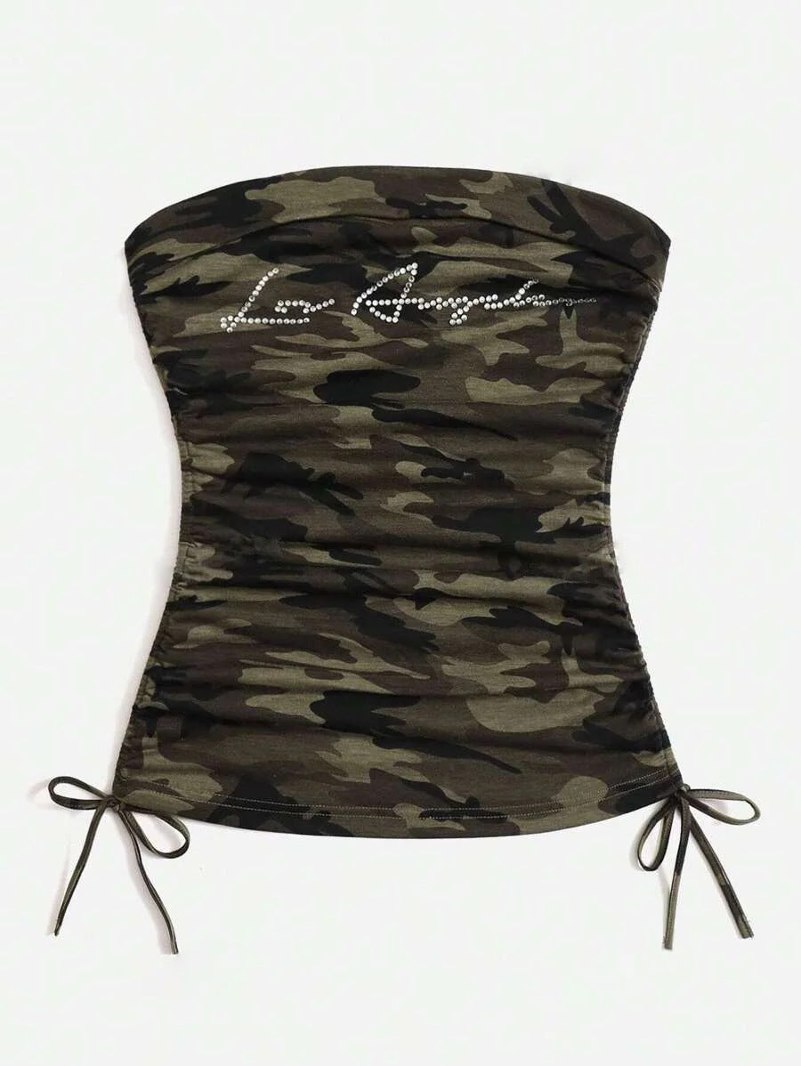Women’s Fashion Personalized Camouflage Tube Top - Green / S