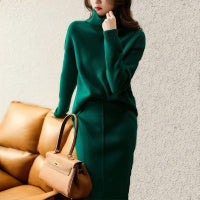 French Socialite Graceful And Fashionable Sweater Set Women’s Sweater Skirt Turtleneck Two-piece Set