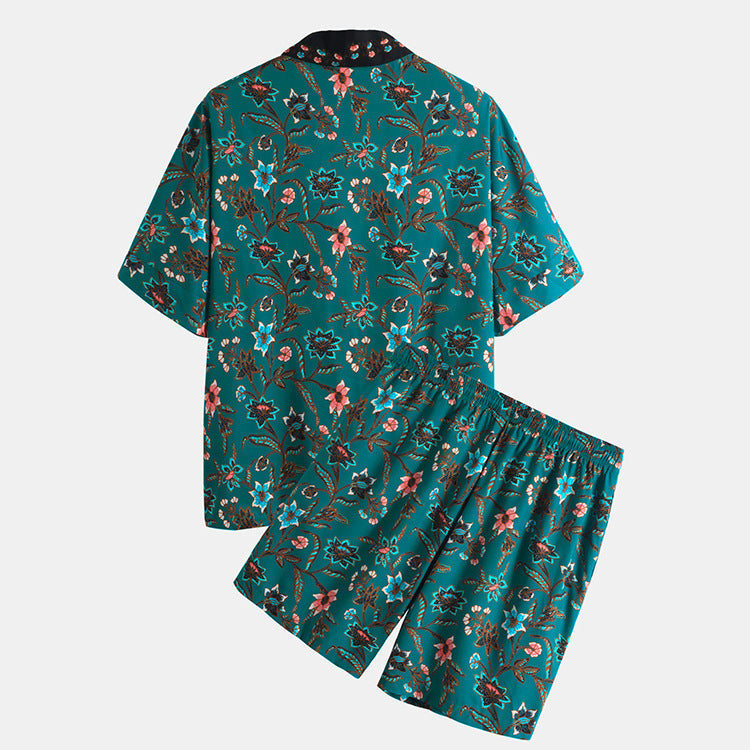 Men’s Beach Style Casual Short Sleeve Shirt Pants Set