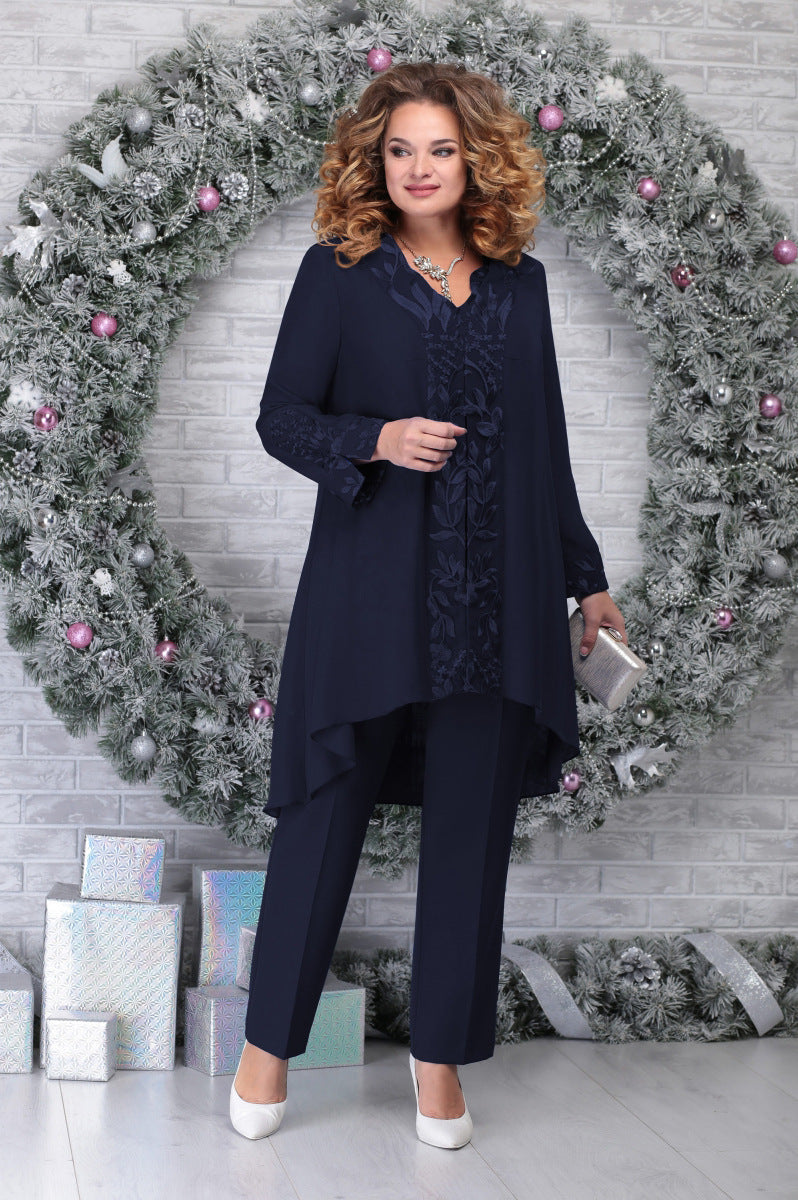 Emerald Nights Luxury Clothing Temperament Trousers - Navy Blue / 0XL