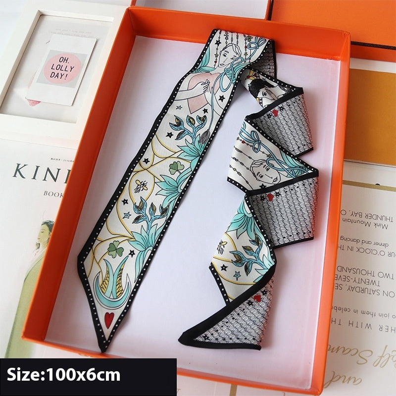 Ribbon Thin Narrow Bag Handle Scarves Decoration - Fluorescent Green