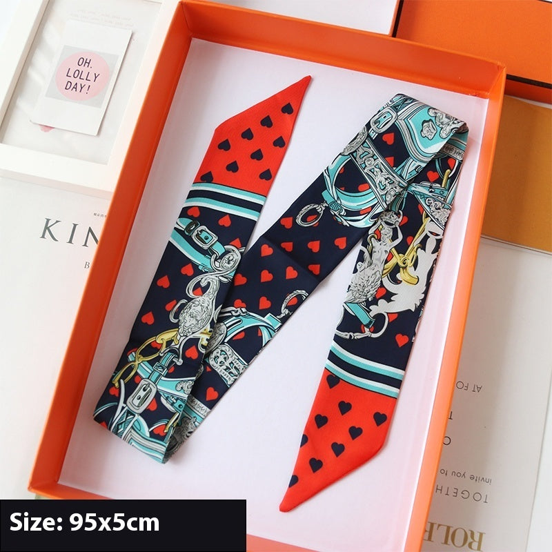 Ribbon Thin Narrow Bag Handle Scarves Decoration - Dark Blue Little Love