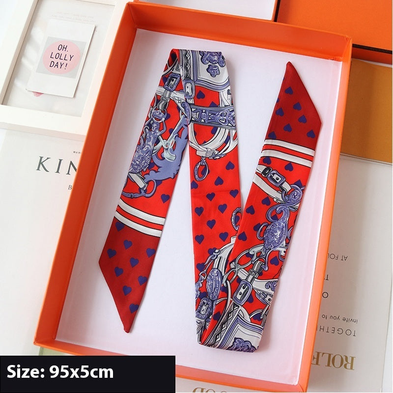 Ribbon Thin Narrow Bag Handle Scarves Decoration - Dark Red Little Love