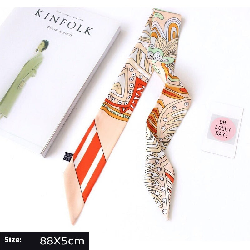 Ribbon Thin Narrow Bag Handle Scarves Decoration - Light Gold