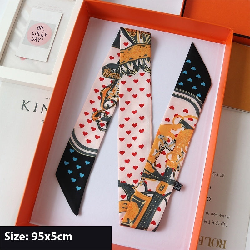 Ribbon Thin Narrow Bag Handle Scarves Decoration - Lotus Root Color