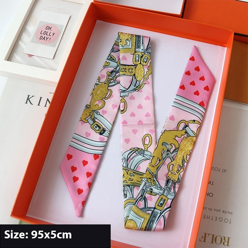 Ribbon Thin Narrow Bag Handle Scarves Decoration - Pink Little Love