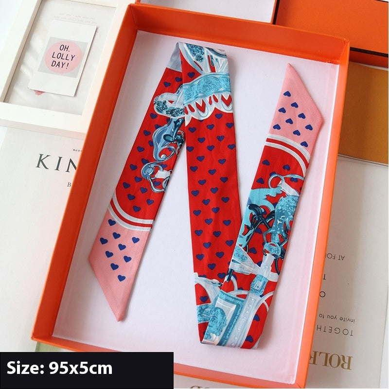 Ribbon Thin Narrow Bag Handle Scarves Decoration - Red Little Love