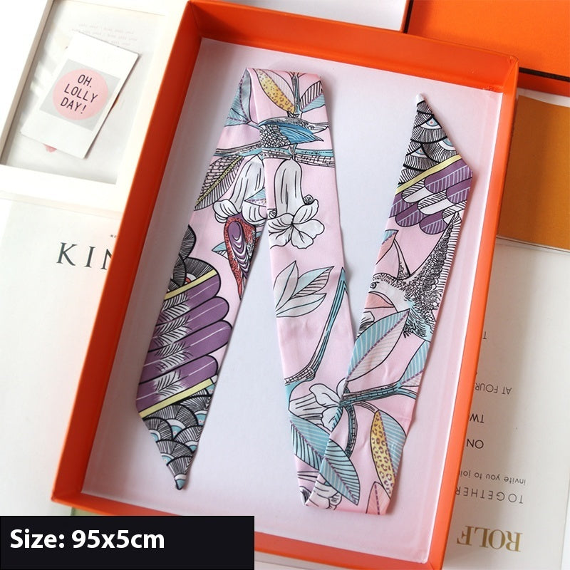 Ribbon Thin Narrow Bag Handle Scarves Decoration - Violet Tree Branches