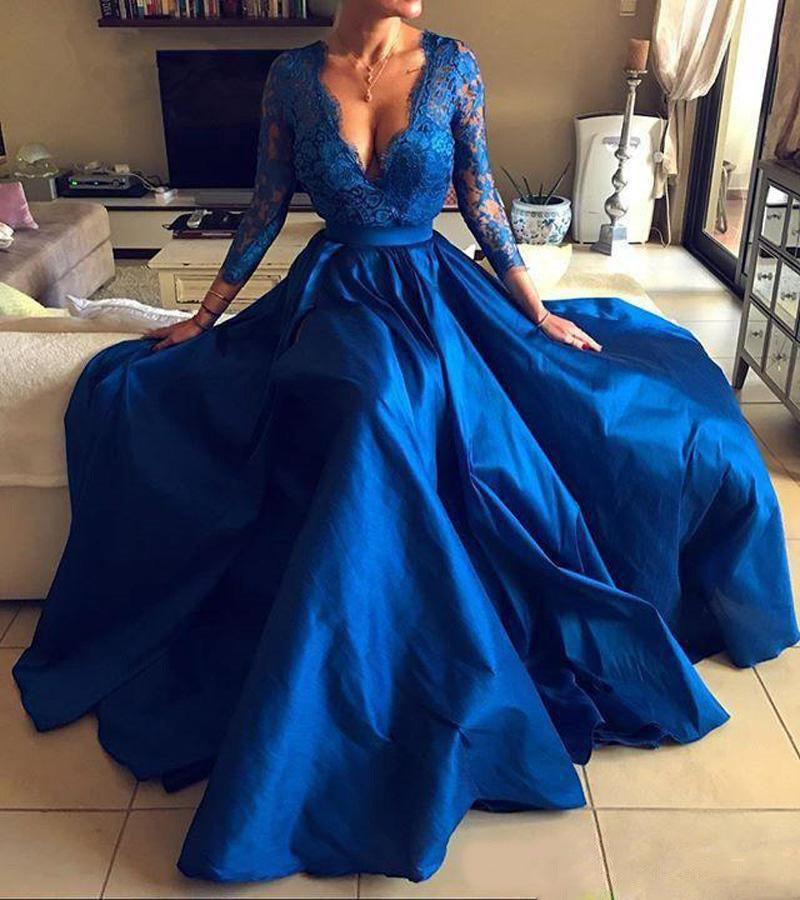 Enchanting Blue Lace Evening Dress Wedding Dress Luxury Clothing
