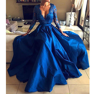 Enchanting Blue Lace Evening Dress Wedding Dress Luxury Clothing