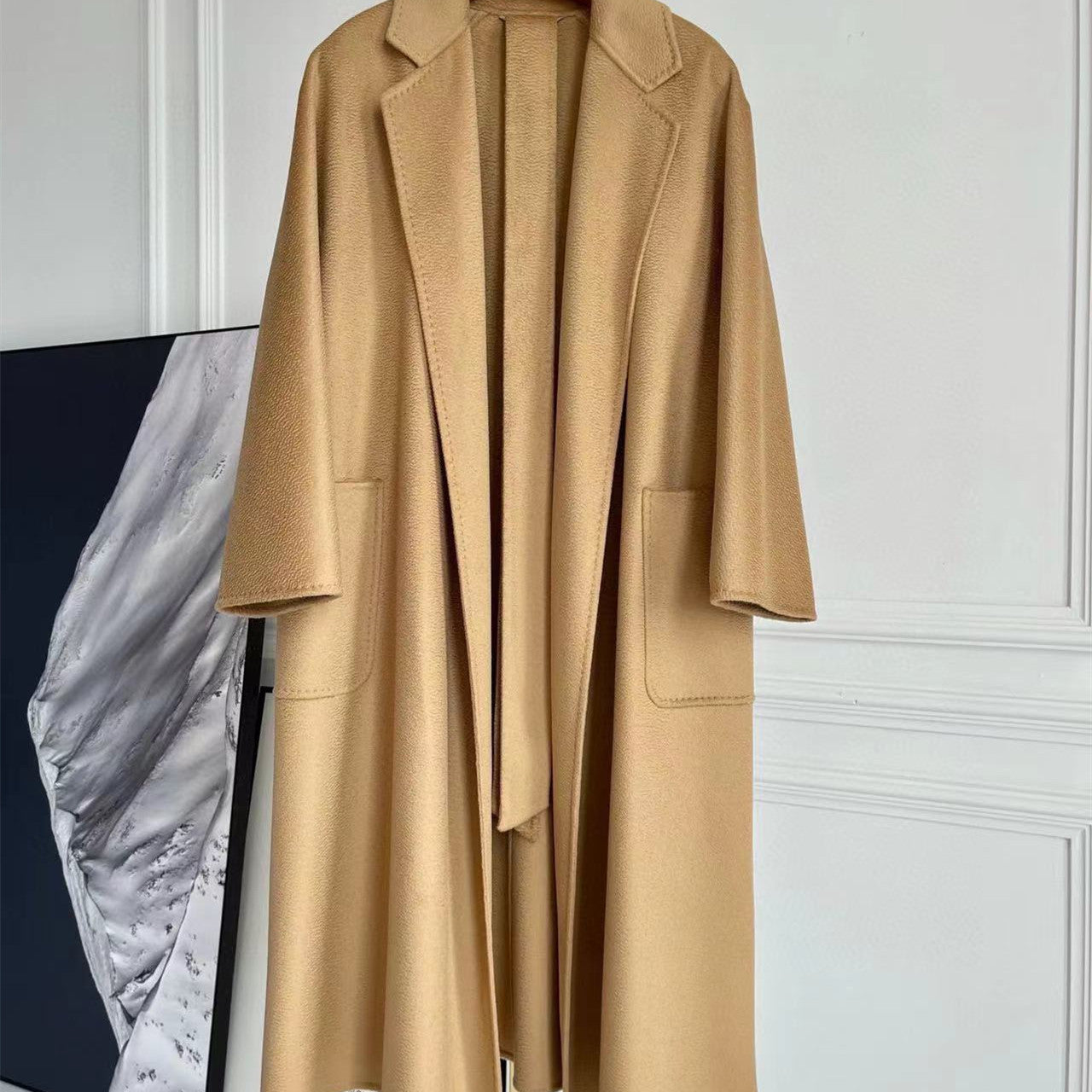 Double-sided Corrugated Cashmere Coat - Camel / 34