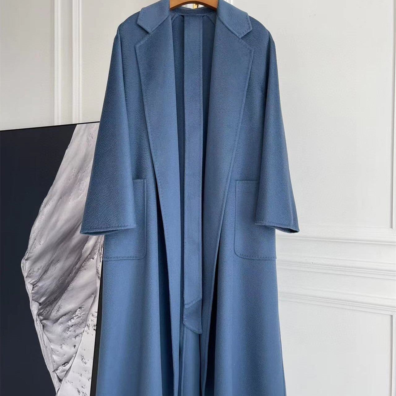 Double-sided Corrugated Cashmere Coat - Haze Blue / 34