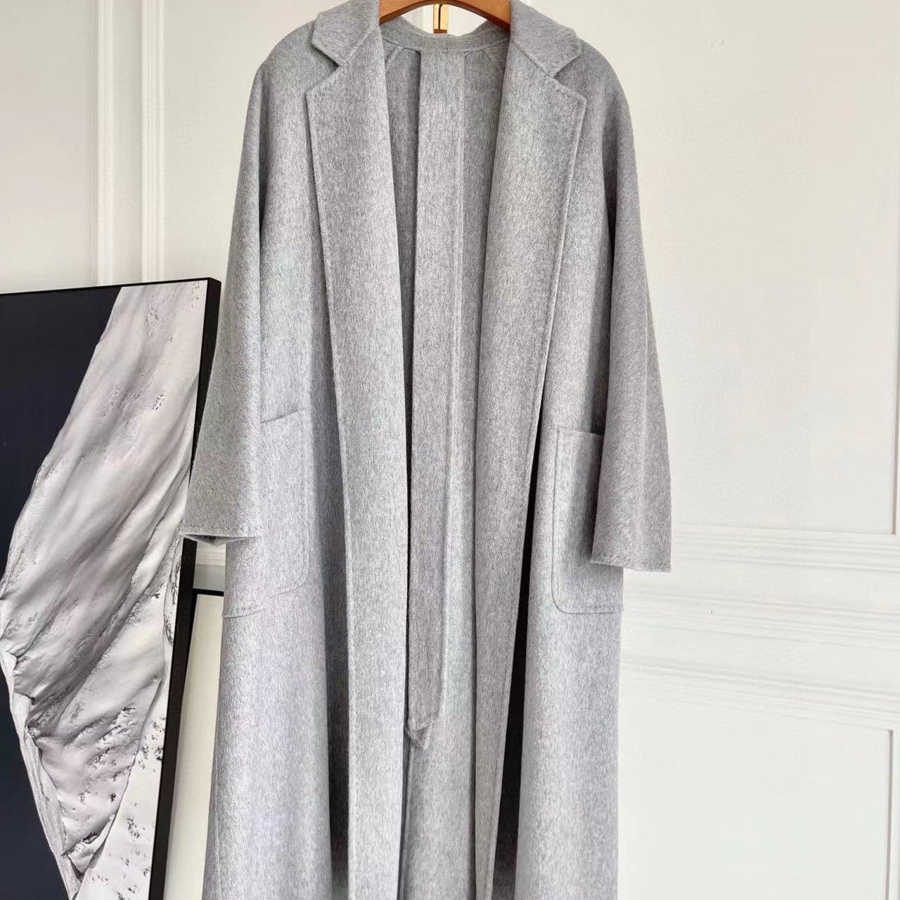 Double-sided Corrugated Cashmere Coat - Smoky gray / 34
