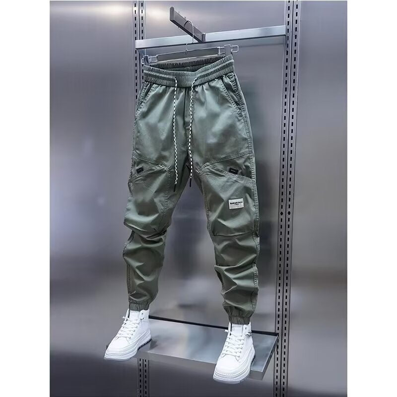 Trendy Multi-pocket Ankle Banded Slacks Sports Loose Harem Pants - Green / M