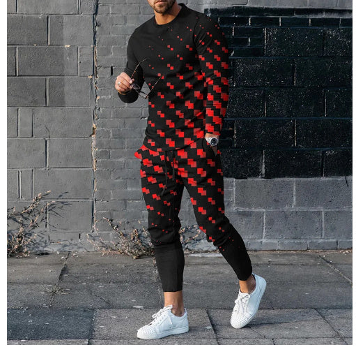 Round Neck Long Sleeve T-shirt Trousers Suit Men - G5Z338 / 4XL