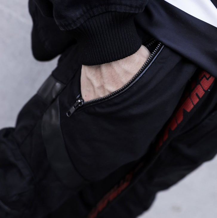 Dark Hip Hop Four Seasons Pocket Workwear Casual Pants Korean Loose Velcro Foot Men’s Pants