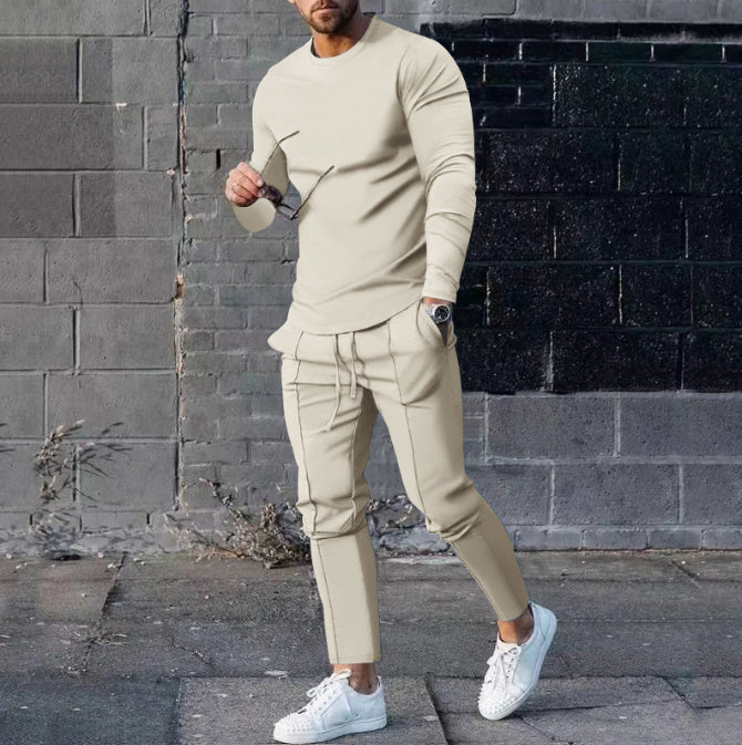 3D Digital Printing Fashion Casual Two-piece Suit - Apricot / L