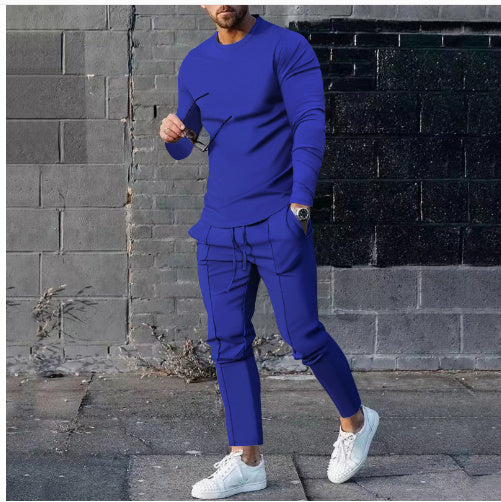 3D Digital Printing Fashion Casual Two-piece Suit - Dark Blue / L