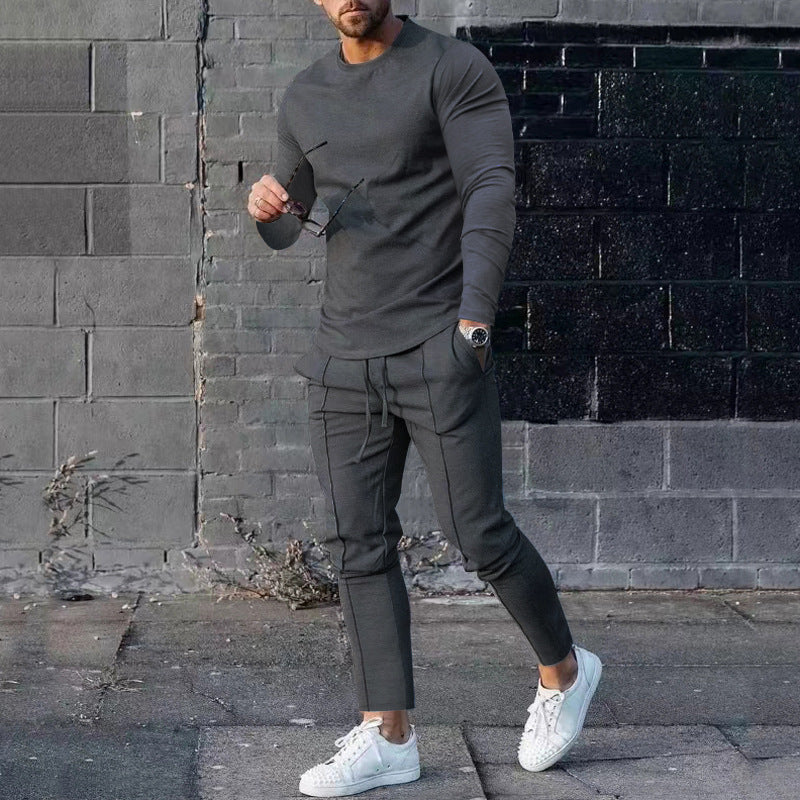 3D Digital Printing Fashion Casual Two-piece Suit - Dark Grey / L