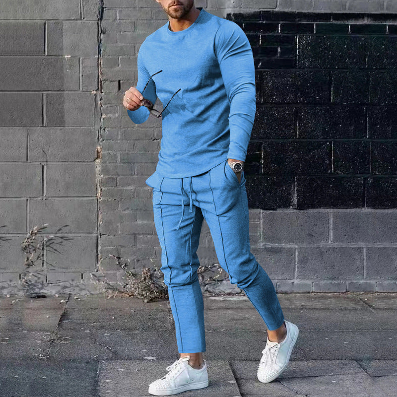 3D Digital Printing Fashion Casual Two-piece Suit - Light blue / L