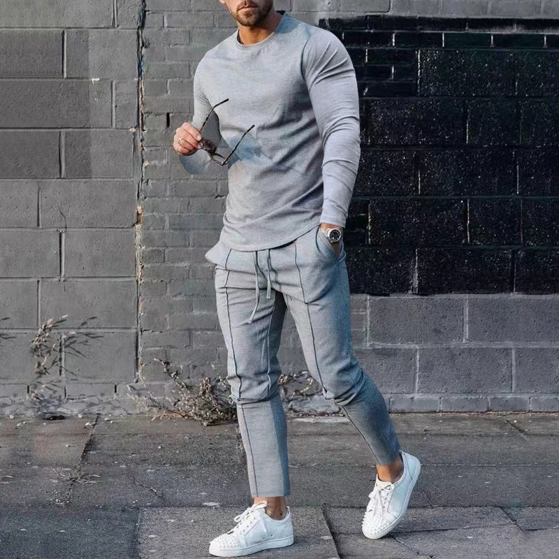 3D Digital Printing Fashion Casual Two-piece Suit - Light gray / L