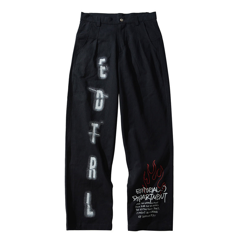 Printed Straight Leg Loose Casual Long Pants