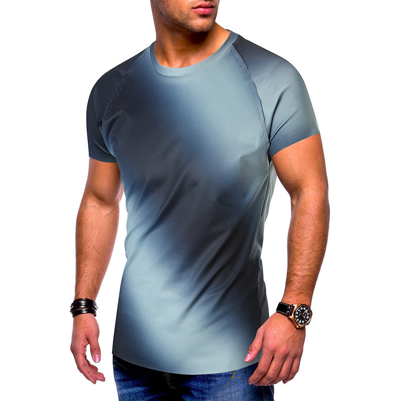 Gradient print short sleeve T-shirt - Blue / M