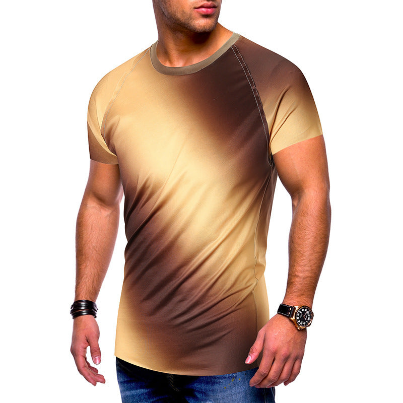 Gradient print short sleeve T-shirt - Golden / M