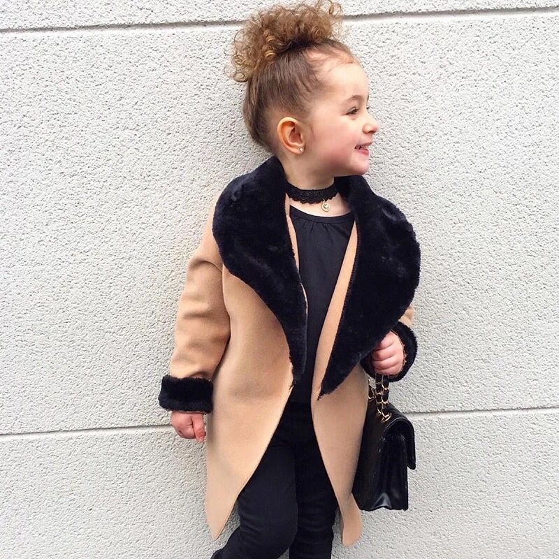 Coat Western fur collar coat - Beige / 130cm