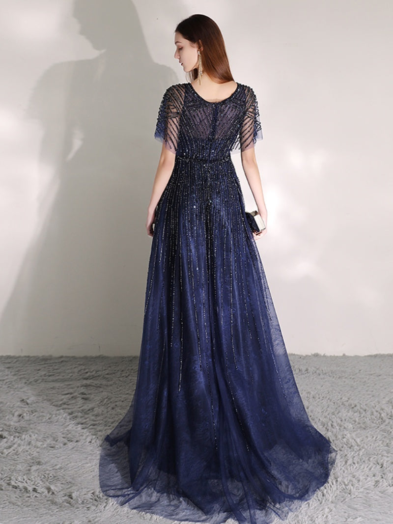 Evening Dress Niche Celebrity Temperament Ladies - Navy Blue / S