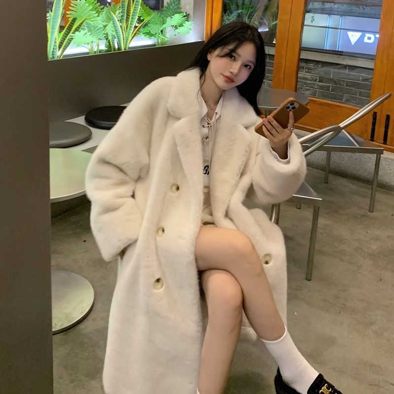 Slimming High-end Temperament Popular Long Coat - Beige Conventional Style / S