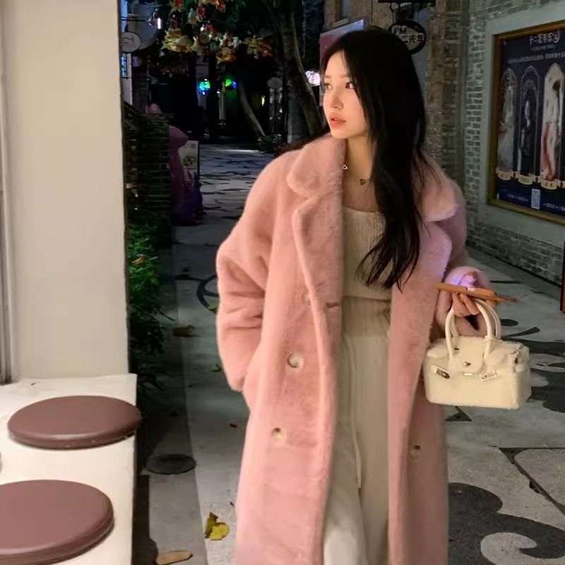 Slimming High-end Temperament Popular Long Coat - High Pink / S