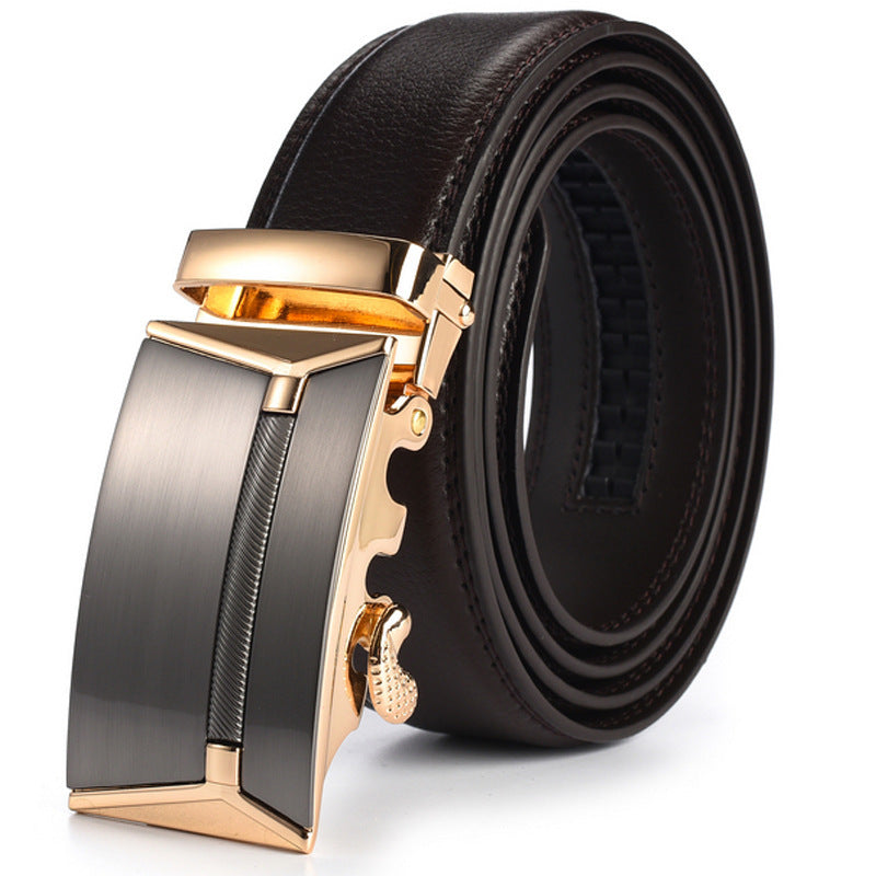 Business fat man automatic belt buckle - Gold coffee / 130cm