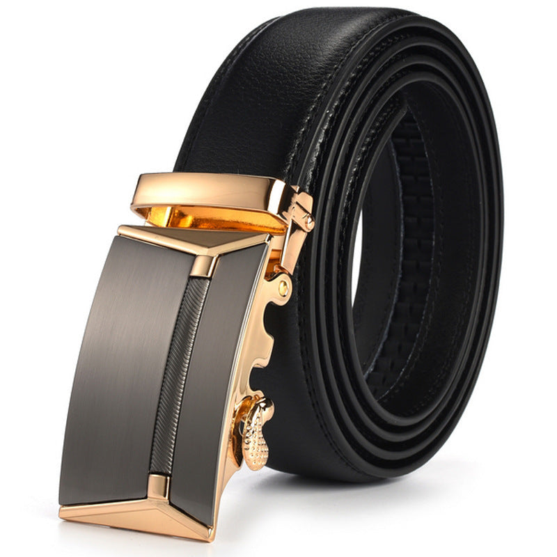 Business fat man automatic belt buckle - Golden black / 160cm