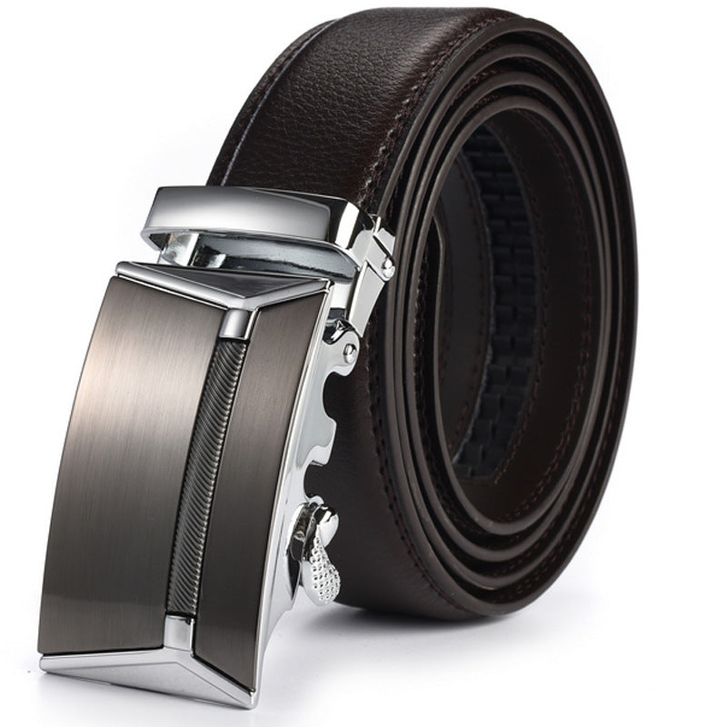 Business fat man automatic belt buckle - SILVER COFFEE / 150cm