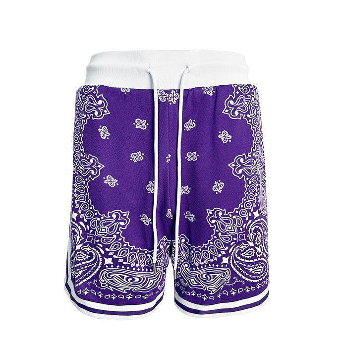 Cashew Flower Casual Loose Sports Basketball Shorts For Men - Purple / S