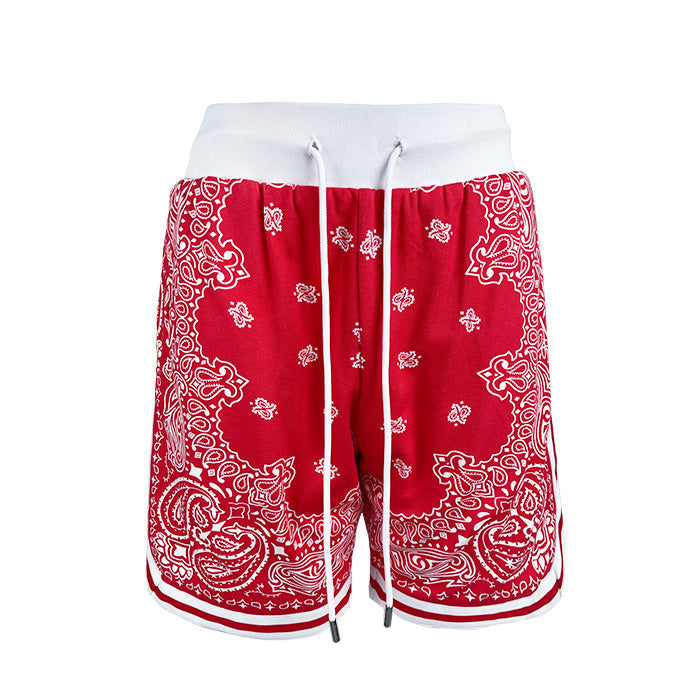 Cashew Flower Casual Loose Sports Basketball Shorts For Men - Red / S