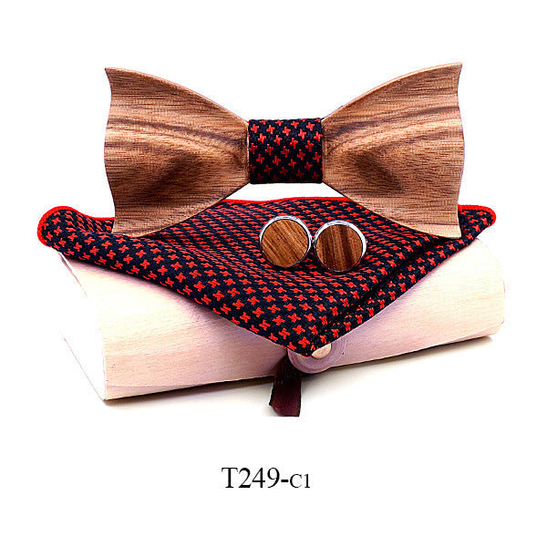 Zebra wood wooden bow tie - T249 C1