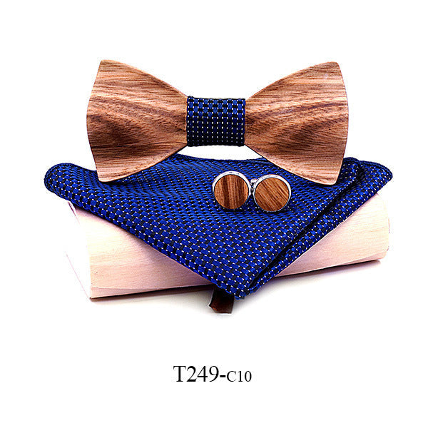 Zebra wood wooden bow tie - T249 C10